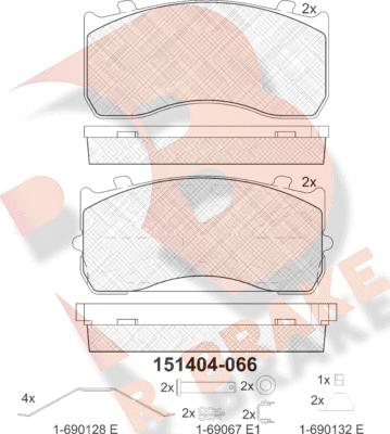 R Brake RB1404 - Bremžu uzliku kompl., Disku bremzes adetalas.lv