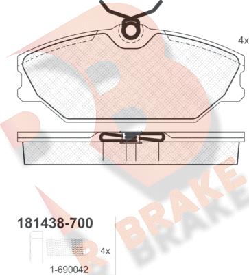 R Brake RB1438-700 - Bremžu uzliku kompl., Disku bremzes adetalas.lv