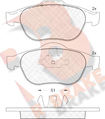 R Brake RB1432 - Bremžu uzliku kompl., Disku bremzes adetalas.lv