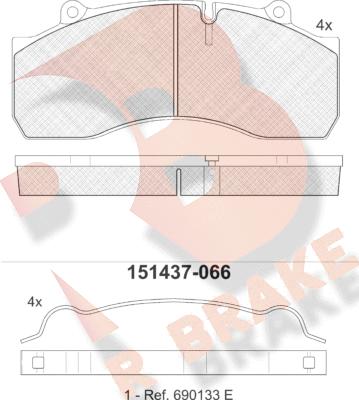 R Brake RB1437-066 - Bremžu uzliku kompl., Disku bremzes adetalas.lv