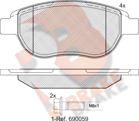 R Brake RB1429-400 - Bremžu uzliku kompl., Disku bremzes adetalas.lv