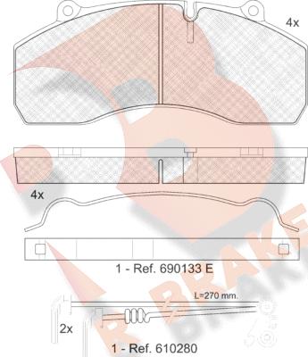 R Brake RB1423-118 - Bremžu uzliku kompl., Disku bremzes adetalas.lv