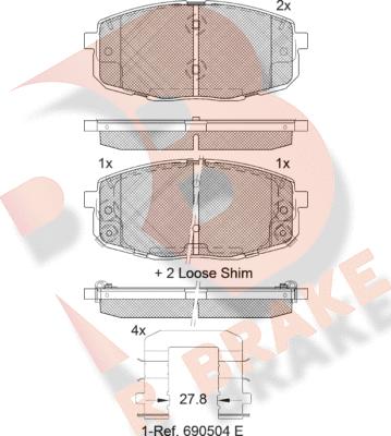 R Brake RB1540-208 - Bremžu uzliku kompl., Disku bremzes adetalas.lv