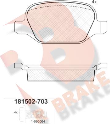 R Brake RB1502-703 - Bremžu uzliku kompl., Disku bremzes adetalas.lv