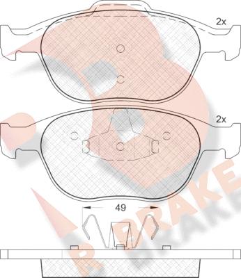 R Brake RB1537 - Bremžu uzliku kompl., Disku bremzes adetalas.lv