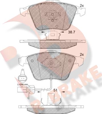 R Brake RB1654 - Bremžu uzliku kompl., Disku bremzes adetalas.lv