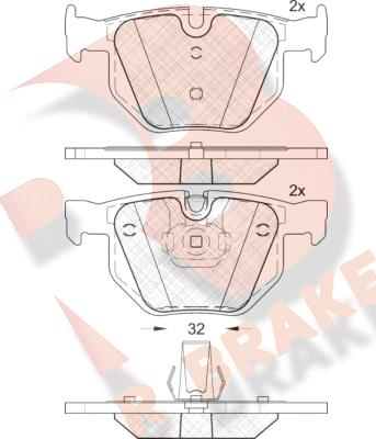 R Brake RB1685-202 - Bremžu uzliku kompl., Disku bremzes adetalas.lv