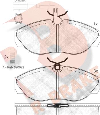 R Brake RB1053-203 - Bremžu uzliku kompl., Disku bremzes adetalas.lv