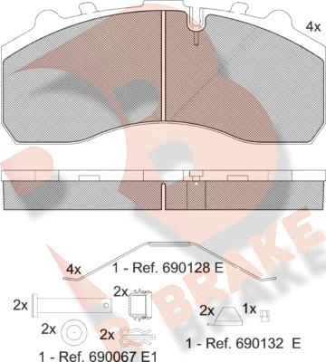 R Brake RB1194-066 - Bremžu uzliku kompl., Disku bremzes adetalas.lv