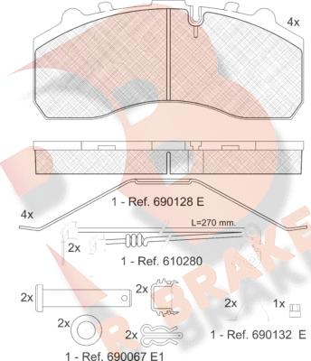 R Brake RB1194-118 - Bremžu uzliku kompl., Disku bremzes adetalas.lv