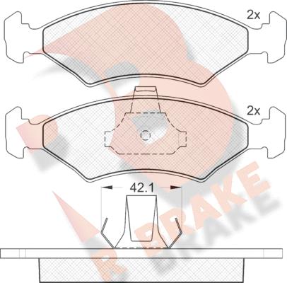 R Brake RB1142 - Bremžu uzliku kompl., Disku bremzes adetalas.lv