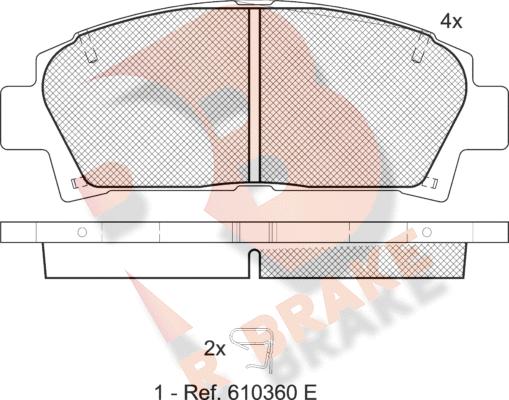 R Brake RB1169 - Bremžu uzliku kompl., Disku bremzes adetalas.lv