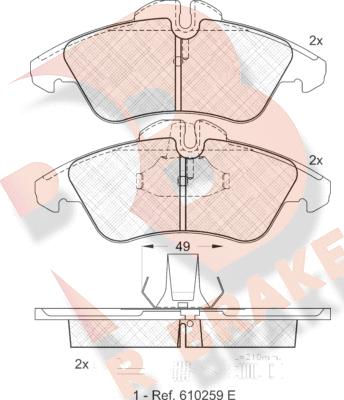 R Brake RB1104 - Bremžu uzliku kompl., Disku bremzes adetalas.lv