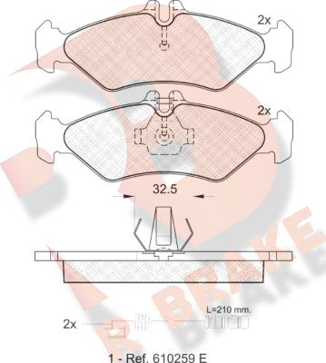 R Brake RB1102 - Bremžu uzliku kompl., Disku bremzes adetalas.lv