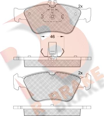 R Brake RB1115-396 - Bremžu uzliku kompl., Disku bremzes adetalas.lv