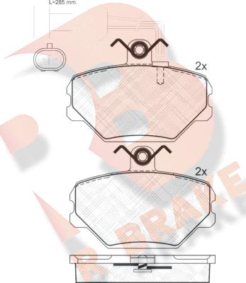 R Brake RB1127 - Bremžu uzliku kompl., Disku bremzes adetalas.lv