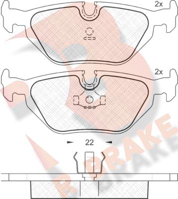 R Brake RB1174 - Bremžu uzliku kompl., Disku bremzes adetalas.lv