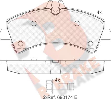 R Brake RB1849 - Bremžu uzliku kompl., Disku bremzes adetalas.lv