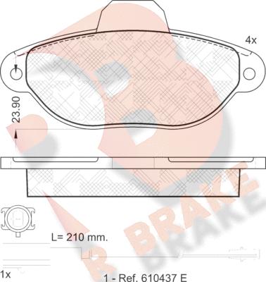 R Brake RB1844 - Bremžu uzliku kompl., Disku bremzes adetalas.lv