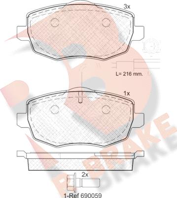 R Brake RB1845 - Bremžu uzliku kompl., Disku bremzes adetalas.lv