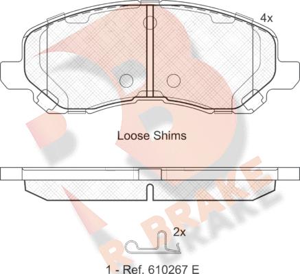 R Brake RB1806 - Bremžu uzliku kompl., Disku bremzes adetalas.lv