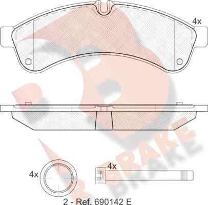 R Brake RB1880 - Bremžu uzliku kompl., Disku bremzes adetalas.lv