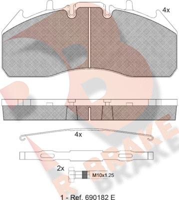 R Brake RB1831-066 - Bremžu uzliku kompl., Disku bremzes adetalas.lv