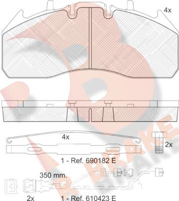 R Brake RB1831-122 - Bremžu uzliku kompl., Disku bremzes adetalas.lv