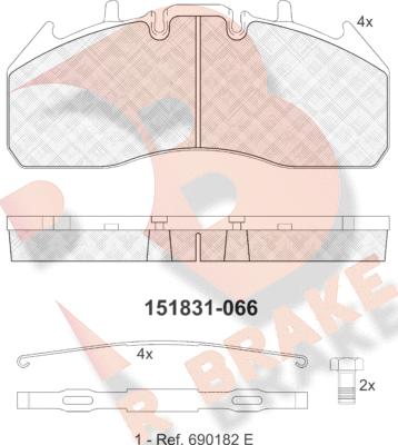 R Brake RB1831 - Bremžu uzliku kompl., Disku bremzes adetalas.lv