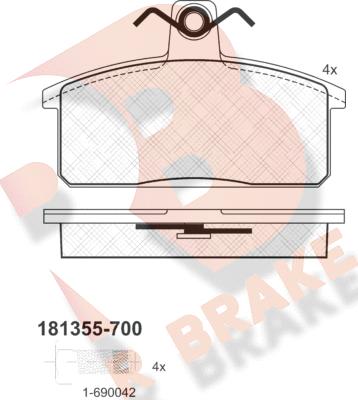 R Brake RB1355-700 - Bremžu uzliku kompl., Disku bremzes adetalas.lv