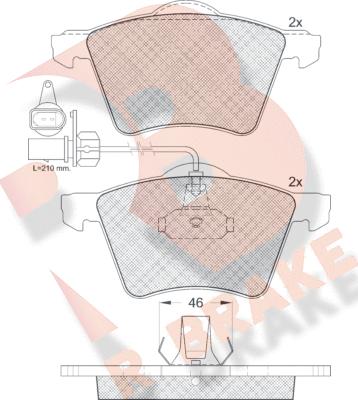 R Brake RB1350 - Bremžu uzliku kompl., Disku bremzes adetalas.lv