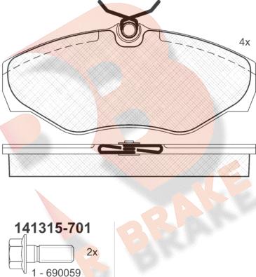 R Brake RB1315-701 - Bremžu uzliku kompl., Disku bremzes adetalas.lv