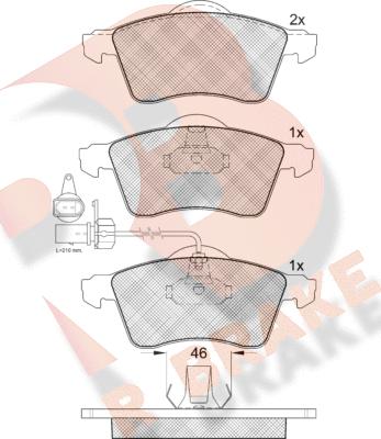 R Brake RB1320 - Bremžu uzliku kompl., Disku bremzes adetalas.lv