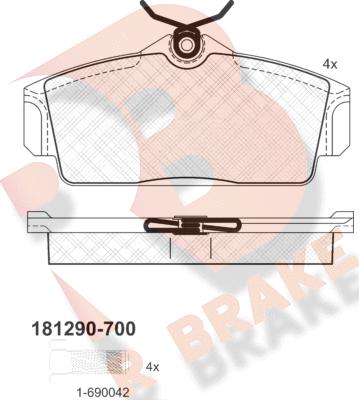 R Brake RB1290-700 - Bremžu uzliku kompl., Disku bremzes adetalas.lv