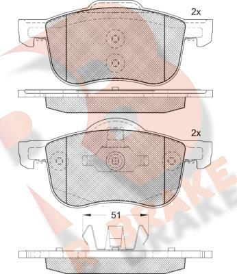 R Brake RB1297-203 - Bremžu uzliku kompl., Disku bremzes adetalas.lv