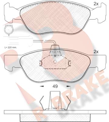 R Brake RB1243 - Bremžu uzliku kompl., Disku bremzes adetalas.lv