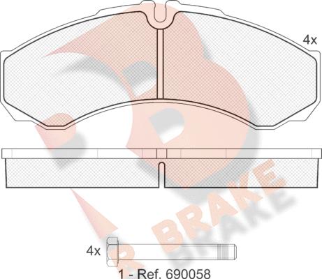 R Brake RB1208 - Bremžu uzliku kompl., Disku bremzes adetalas.lv