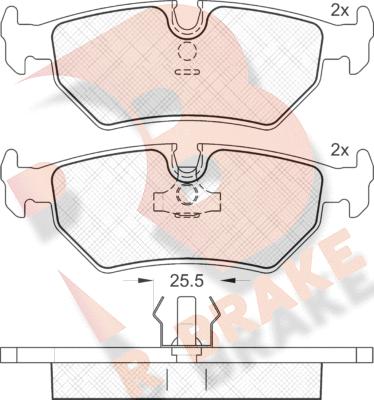 R Brake RB1214 - Bremžu uzliku kompl., Disku bremzes adetalas.lv