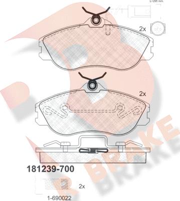 R Brake RB1239-700 - Bremžu uzliku kompl., Disku bremzes adetalas.lv