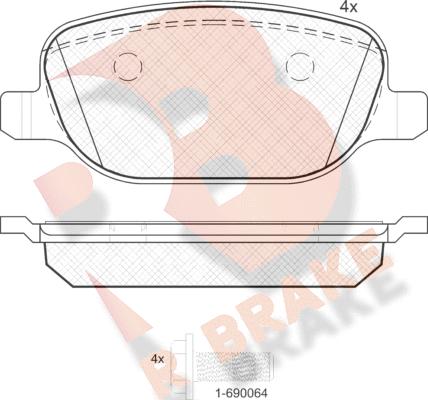 R Brake RB1780 - Bremžu uzliku kompl., Disku bremzes adetalas.lv