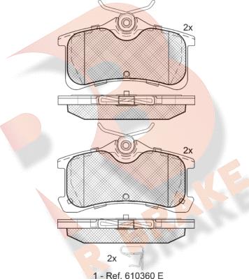 R Brake RB1728 - Bremžu uzliku kompl., Disku bremzes adetalas.lv