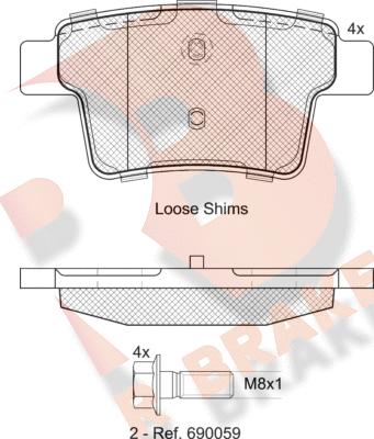 R Brake RB1722-701 - Bremžu uzliku kompl., Disku bremzes adetalas.lv