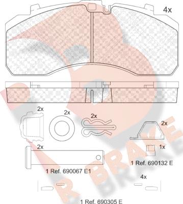 R Brake RB2091-066 - Bremžu uzliku kompl., Disku bremzes adetalas.lv