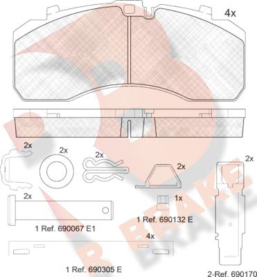 R Brake RB2091-073 - Bremžu uzliku kompl., Disku bremzes adetalas.lv