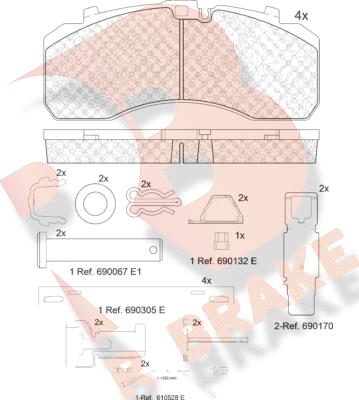 R Brake RB2091-113 - Bremžu uzliku kompl., Disku bremzes adetalas.lv