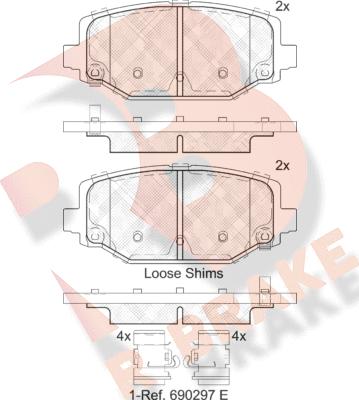 R Brake RB2053 - Bremžu uzliku kompl., Disku bremzes adetalas.lv