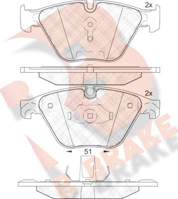 R Brake RB2065 - Bremžu uzliku kompl., Disku bremzes adetalas.lv