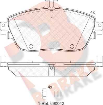 R Brake RB2061 - Bremžu uzliku kompl., Disku bremzes adetalas.lv