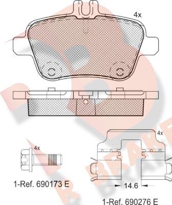 R Brake RB2039 - Bremžu uzliku kompl., Disku bremzes adetalas.lv