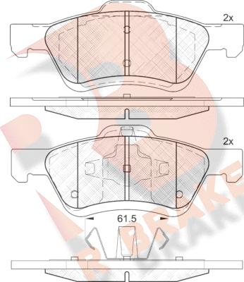 R Brake RB2030 - Bremžu uzliku kompl., Disku bremzes adetalas.lv